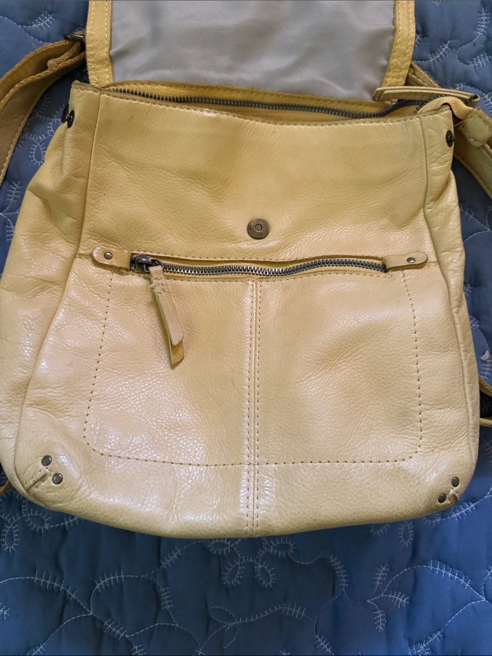 American Leather Co Yellow Leather Backpack - Picture 2 of 4